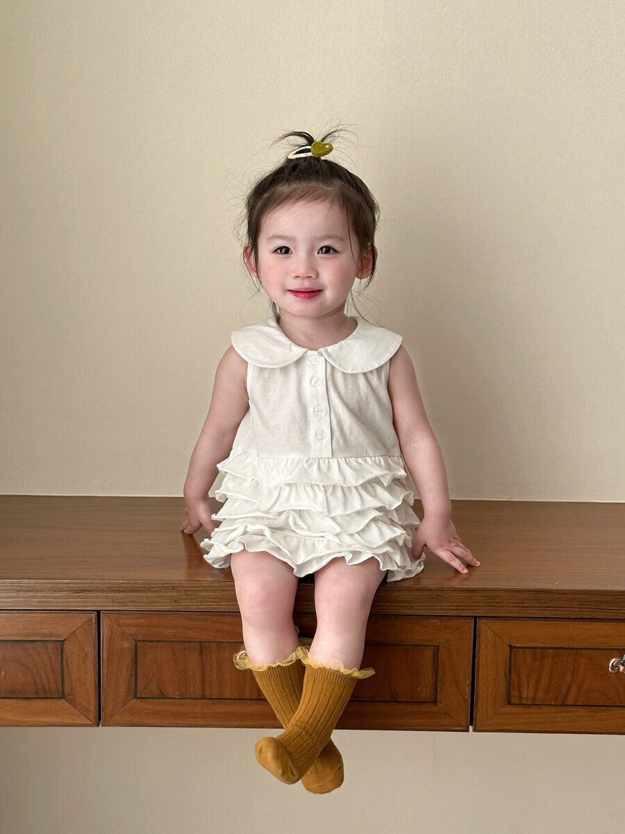 FADOBABY Girls Summer Dress New Baby Princess Doll Collar Cake Dress Children's Sleeveless Dress 12